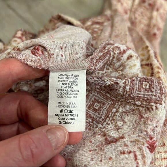 Final Touch Cream Brown Pattern Boho Wide Leg Flowy Pant Women’s Size Small - Picture 5 of 6